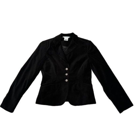George Women's 4 Black Velvet Cotton Collared Sleeved Classic Blazer Jacket Top - Picture 5 of 15